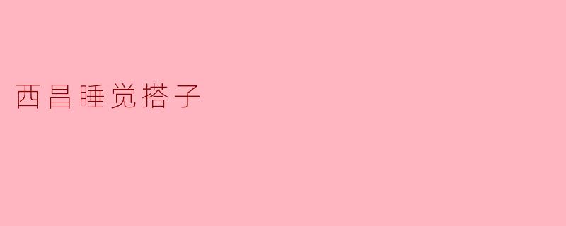 西昌睡觉搭子