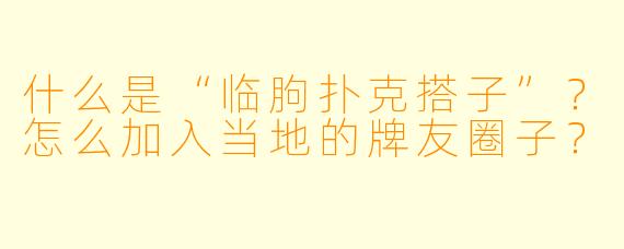 什么是“临朐扑克搭子”？怎么加入当地的牌友圈子？