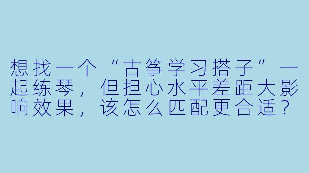 想找一个“古筝学习搭子”一起练琴，但担心水平差距大影响效果，该怎么匹配更合适？-古筝学习搭子