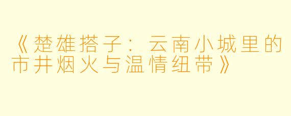 《楚雄搭子：云南小城里的市井烟火与温情纽带》