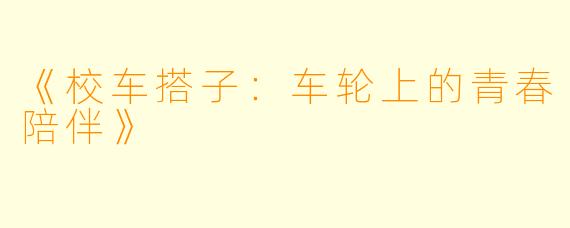 《校车搭子：车轮上的青春陪伴》