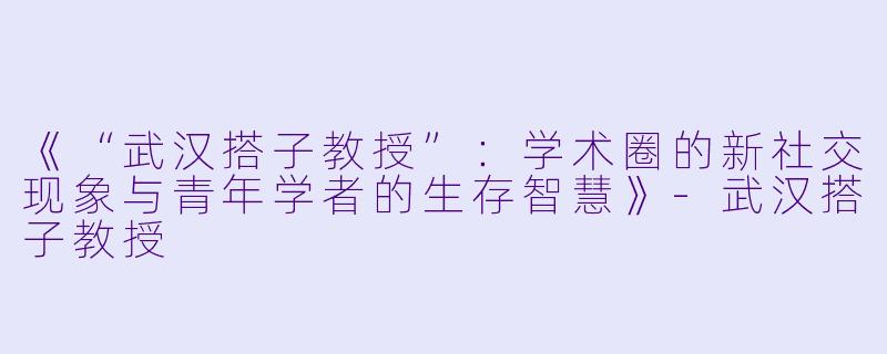 《“武汉搭子教授”：学术圈的新社交现象与青年学者的生存智慧》-武汉搭子教授