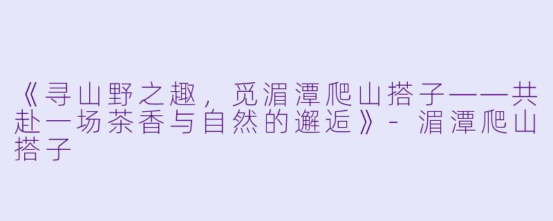 《寻山野之趣，觅湄潭爬山搭子——共赴一场茶香与自然的邂逅》-湄潭爬山搭子