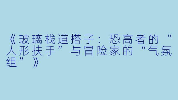 《玻璃栈道搭子：恐高者的“人形扶手”与冒险家的“气氛组”》