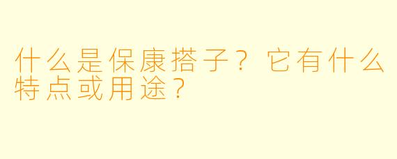 什么是保康搭子?它有什么特点或用途?