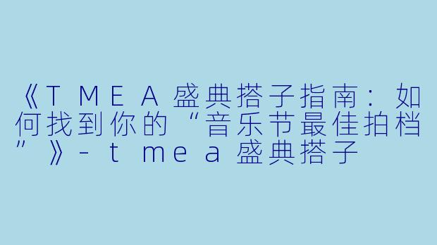 《TMEA盛典搭子指南：如何找到你的“音乐节最佳拍档”》-tmea盛典搭子