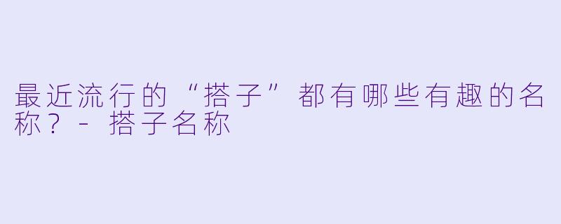 最近流行的“搭子”都有哪些有趣的名称？-搭子名称