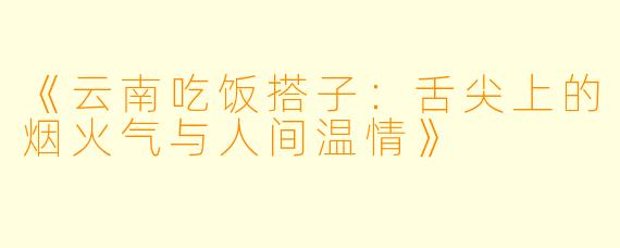 《云南吃饭搭子：舌尖上的烟火气与人间温情》