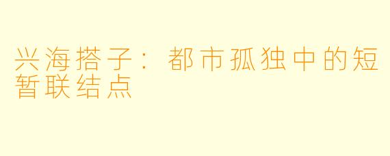 兴海搭子:都市孤独中的短暂联结点