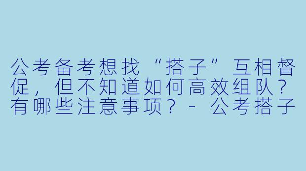 公考备考想找“搭子”互相督促，但不知道如何高效组队？有哪些注意事项？-公考搭子怎么搭