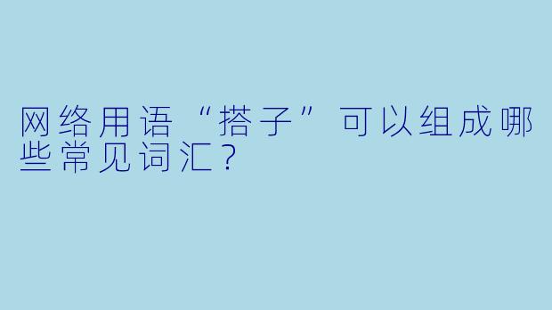 网络用语“搭子”可以组成哪些常见词汇?