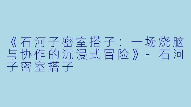 《石河子密室搭子：一场烧脑与协作的沉浸式冒险》-石河子密室搭子