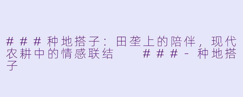###种地搭子：田垄上的陪伴，现代农耕中的情感联结

###-种地搭子