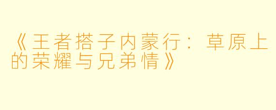 《王者搭子内蒙行：草原上的荣耀与兄弟情》