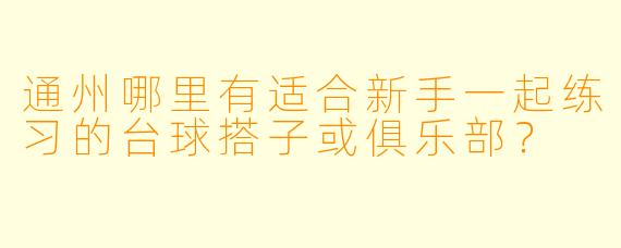 通州哪里有适合新手一起练习的台球搭子或俱乐部？