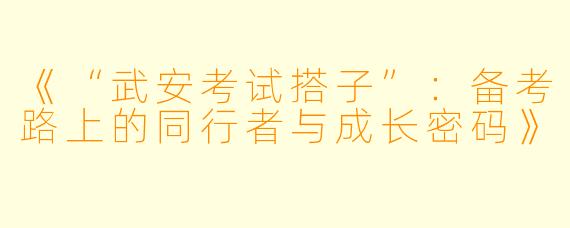 《“武安考试搭子”：备考路上的同行者与成长密码》