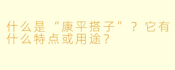什么是“康平搭子”?它有什么特点或用途?