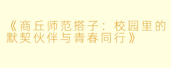 《商丘师范搭子：校园里的默契伙伴与青春同行》