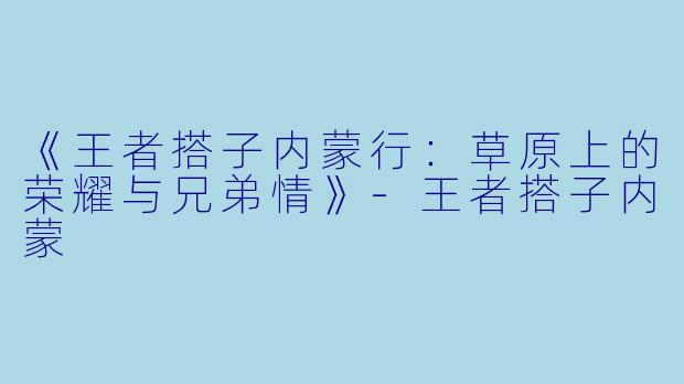 《王者搭子内蒙行：草原上的荣耀与兄弟情》-王者搭子内蒙