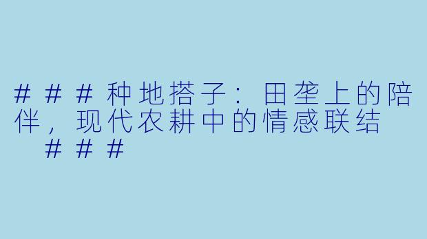###种地搭子：田垄上的陪伴，现代农耕中的情感联结

###