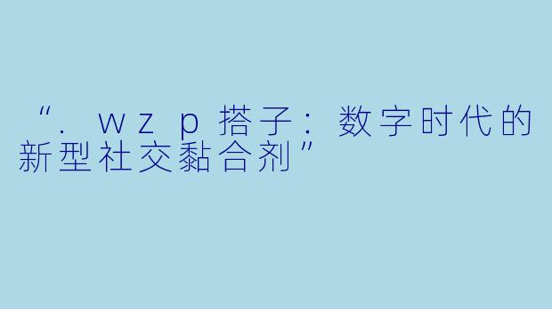 “.wzp搭子：数字时代的新型社交黏合剂”
