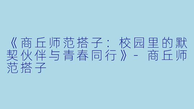 《商丘师范搭子：校园里的默契伙伴与青春同行》-商丘师范搭子