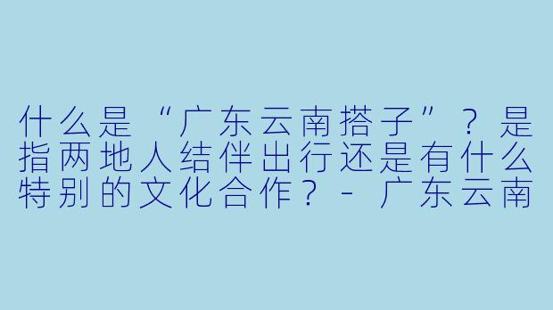什么是“广东云南搭子”？是指两地人结伴出行还是有什么特别的文化合作？-广东云南搭子