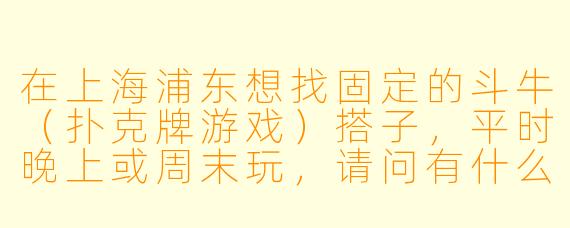 在上海浦东想找固定的斗牛（扑克牌游戏）搭子，平时晚上或周末玩，请问有什么好的寻找途径或建议？