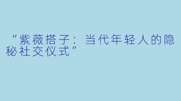 “紫薇搭子：当代年轻人的隐秘社交仪式”
