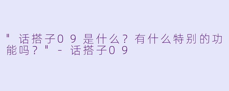"话搭子09是什么？有什么特别的功能吗？"