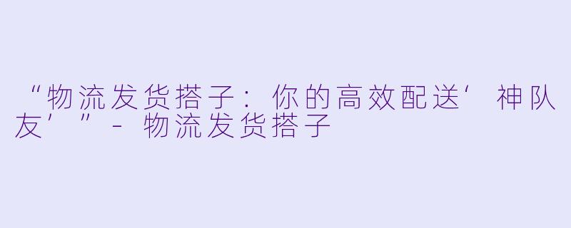 “物流发货搭子：你的高效配送‘神队友’”-物流发货搭子