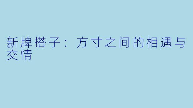 新牌搭子：方寸之间的相遇与交情