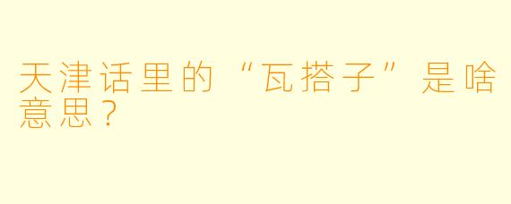 天津话里的“瓦搭子”是啥意思？