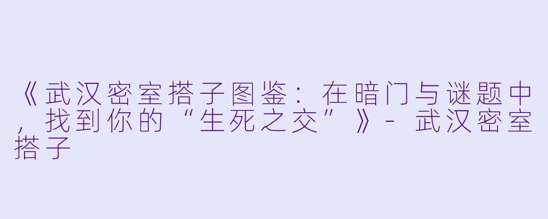 《武汉密室搭子图鉴：在暗门与谜题中，找到你的“生死之交”》-武汉密室搭子