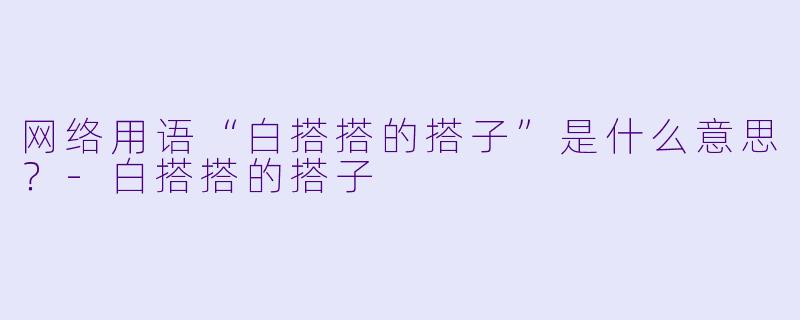网络用语“白搭搭的搭子”是什么意思？-白搭搭的搭子