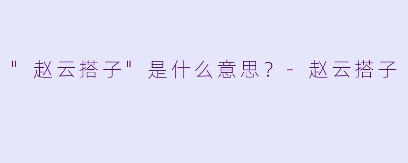 "赵云搭子"是什么意思?