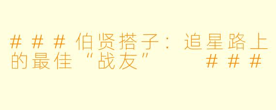###伯贤搭子：追星路上的最佳“战友”

###