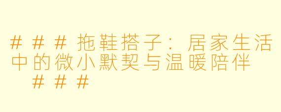 ###拖鞋搭子：居家生活中的微小默契与温暖陪伴

###