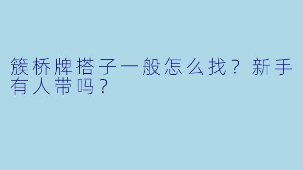 簇桥牌搭子一般怎么找？新手有人带吗？