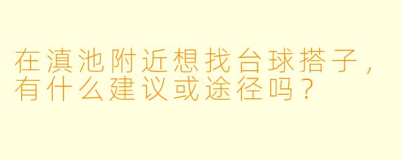 在滇池附近想找台球搭子，有什么建议或途径吗？