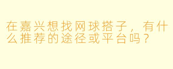 在嘉兴想找网球搭子，有什么推荐的途径或平台吗？