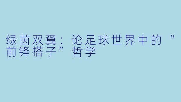 绿茵双翼：论足球世界中的“前锋搭子”哲学