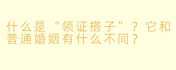 什么是“领证搭子”？它和普通婚姻有什么不同？