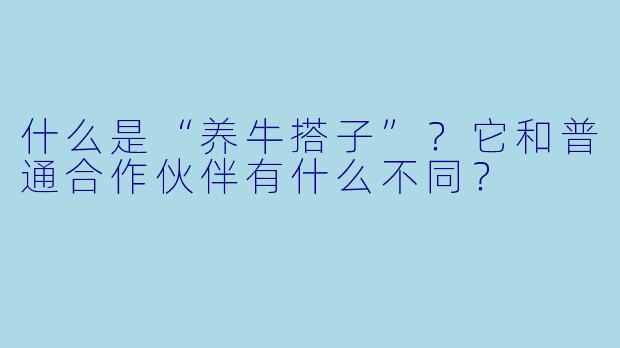 什么是“养牛搭子”？它和普通合作伙伴有什么不同？