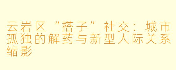 云岩区“搭子”社交：城市孤独的解药与新型人际关系缩影