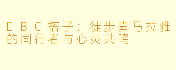EBC搭子：徒步喜马拉雅的同行者与心灵共鸣