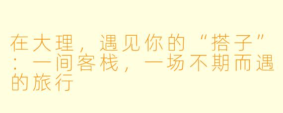在大理，遇见你的“搭子”：一间客栈，一场不期而遇的旅行