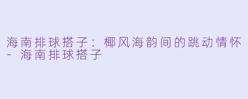 海南排球搭子：椰风海韵间的跳动情怀-海南排球搭子