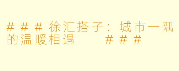 ###徐汇搭子：城市一隅的温暖相遇

###