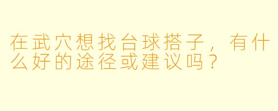 在武穴想找台球搭子，有什么好的途径或建议吗？